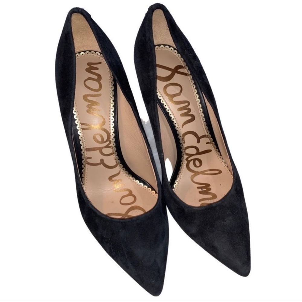 Sam Edelman Black Suede Hazel Pointed-Toe Heels